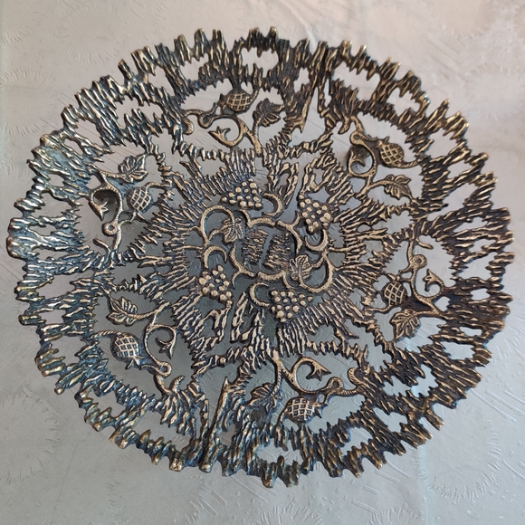 Vintage Modernist Solid Brass Footed Tray Plate Made in Israel - Picture 1 of 9